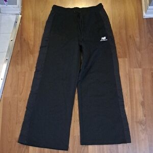New Balance Black Wide-Leg Sweatpants with Side Panels